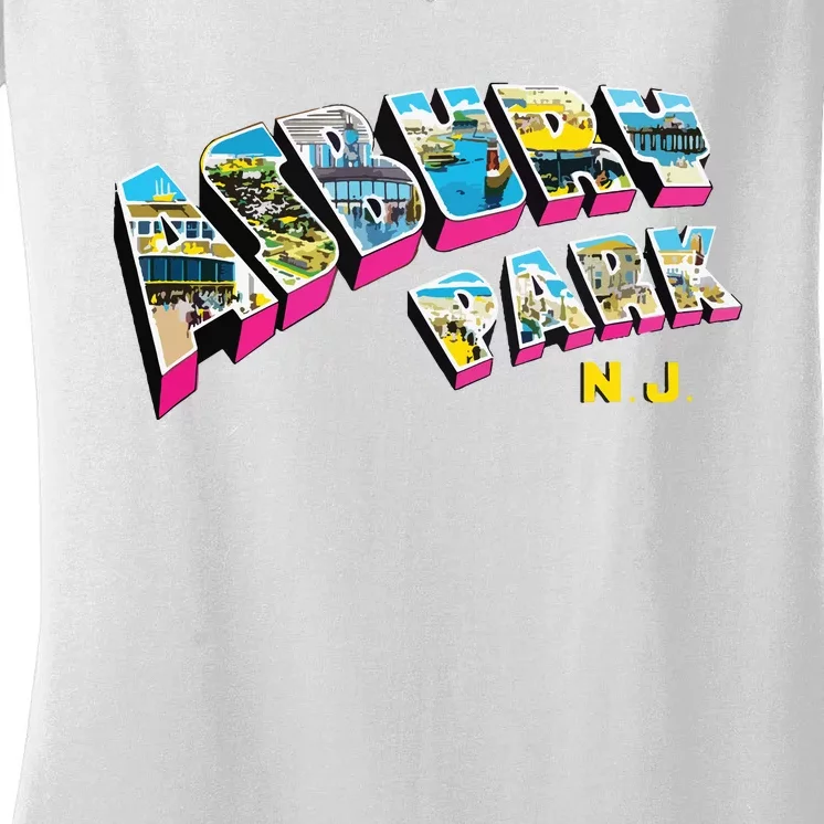 Asbury Park Nj Retro New Jersey Souvenir Women's V-Neck T-Shirt