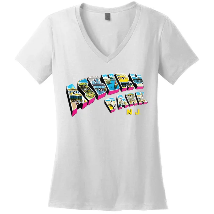 Asbury Park Nj Retro New Jersey Souvenir Women's V-Neck T-Shirt