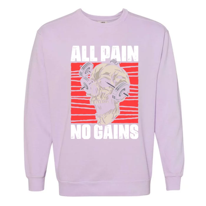 All Pain No Gains Fitness Gym Slogans For Bodybuilders Cute Gift Garment-Dyed Sweatshirt