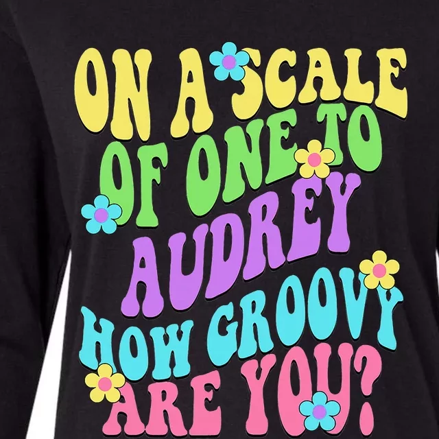 AUDREY Personalized Name Cute Retro Groovy Birthday Womens Cotton Relaxed Long Sleeve T-Shirt