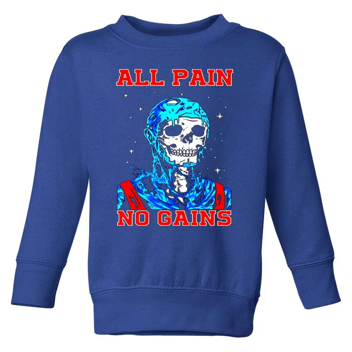 All Pain No Gains Fitness Weightlifting Bodybuilding Gym Great Gift Toddler Sweatshirt