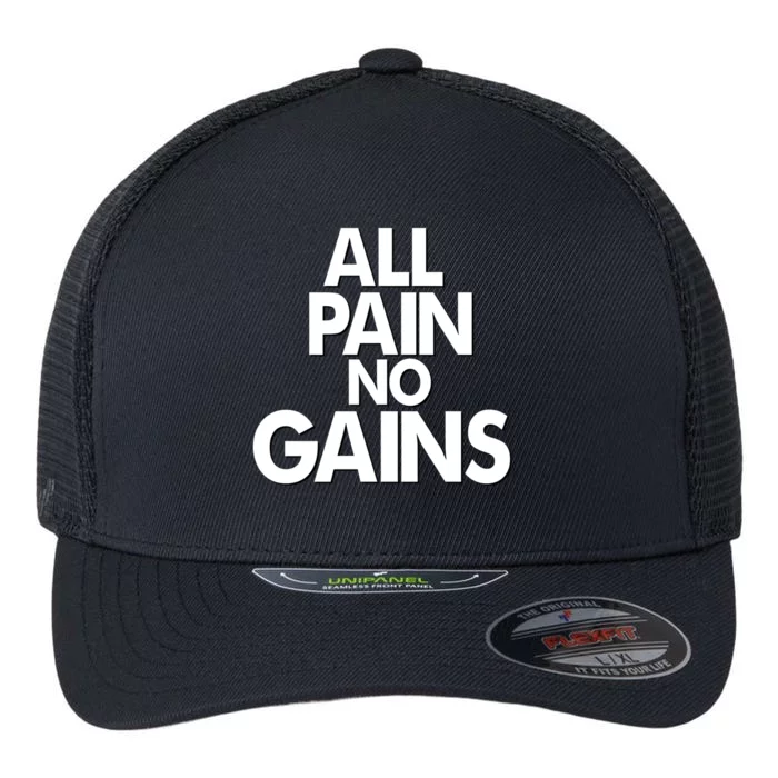 All Pain No Gains Funny Gym Motivational Jim Bodybuilding Gift Flexfit Unipanel Trucker Cap