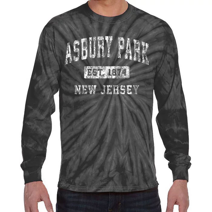 Asbury Park New Jersey Nj Vintage Established Sports Design Tie-Dye Long Sleeve Shirt