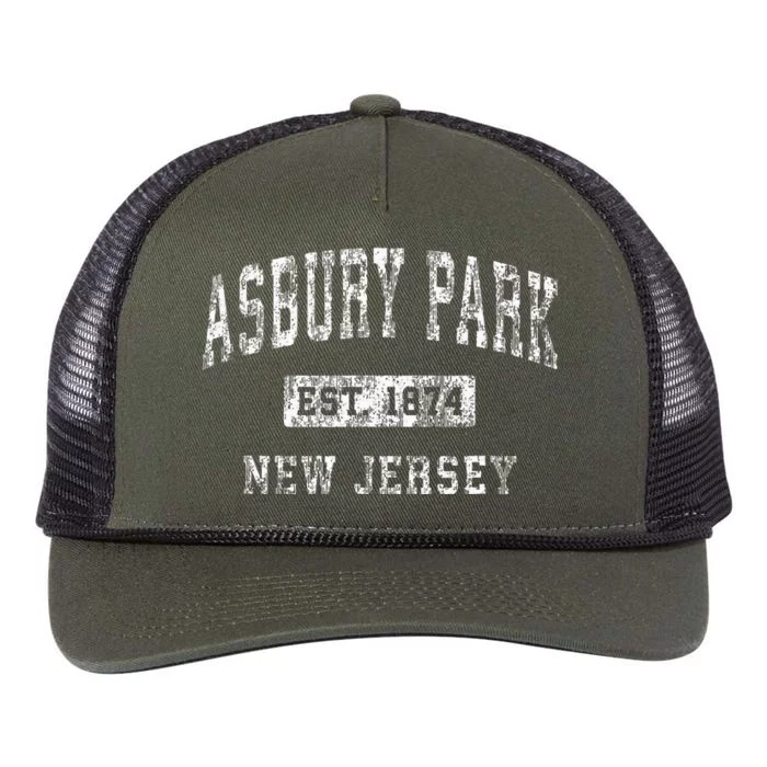 Asbury Park New Jersey Nj Vintage Established Sports Design Retro Rope Trucker Hat Cap