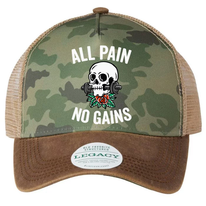 All Pain No Gains Funny Gym Fitness Workout Bodybuilding Legacy Tie Dye Trucker Hat