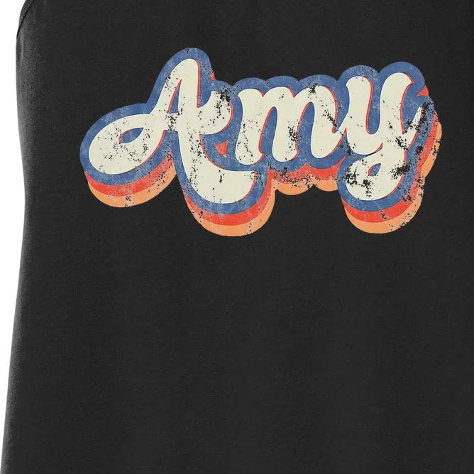 Amy Personalized Name Custom Lettering 70S Women's Racerback Tank