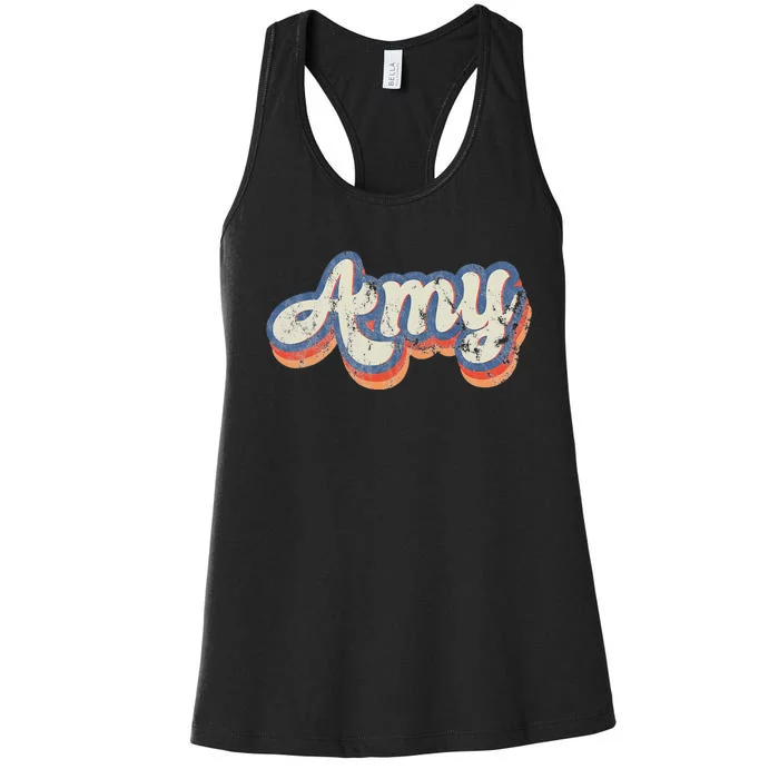 Amy Personalized Name Custom Lettering 70S Women's Racerback Tank