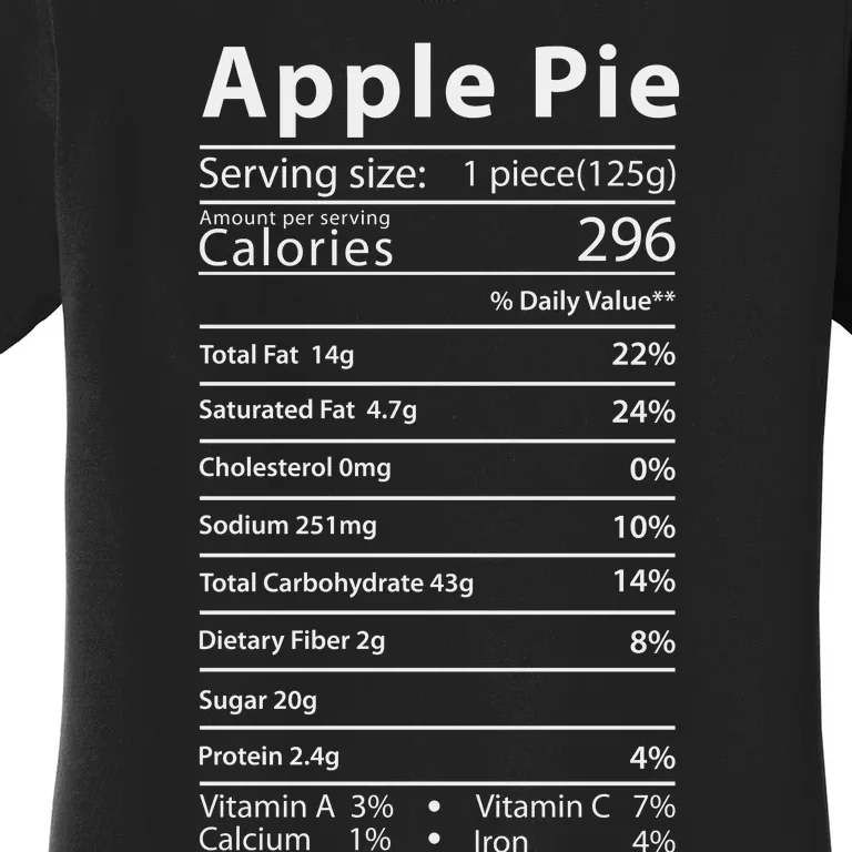 Apple Pie Nutrition Facts Label Costume Thanksgiving Women's T-Shirt