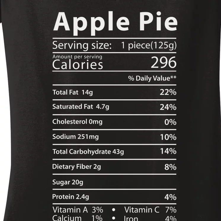 Apple Pie Nutrition Facts Label Costume Thanksgiving Women's V-Neck T-Shirt