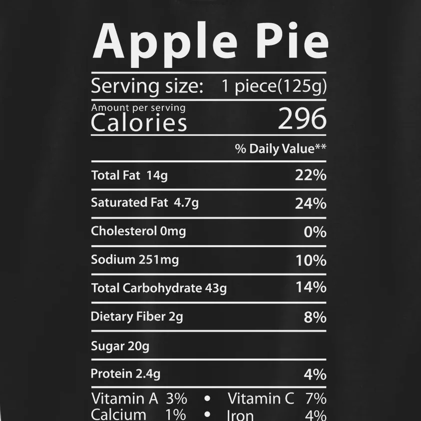 Apple Pie Nutrition Facts Label Costume Thanksgiving Kids Sweatshirt