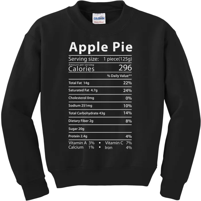 Apple Pie Nutrition Facts Label Costume Thanksgiving Kids Sweatshirt