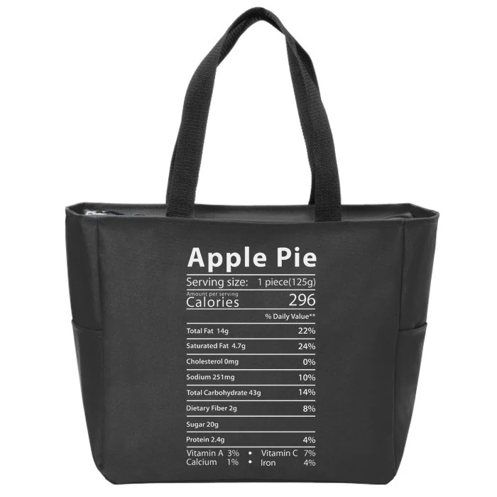 Apple Pie Nutrition Facts Label Costume Thanksgiving Zip Tote Bag