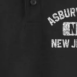 Asbury Park NJ New Jersey Gym Style Distressed White Print Dry Zone Grid Performance Polo