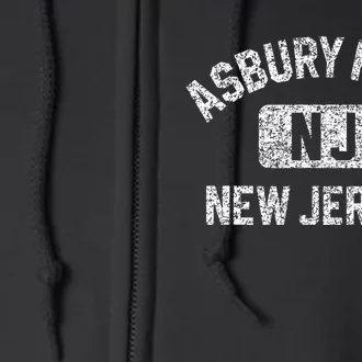 Asbury Park NJ New Jersey Gym Style Distressed White Print Full Zip Hoodie