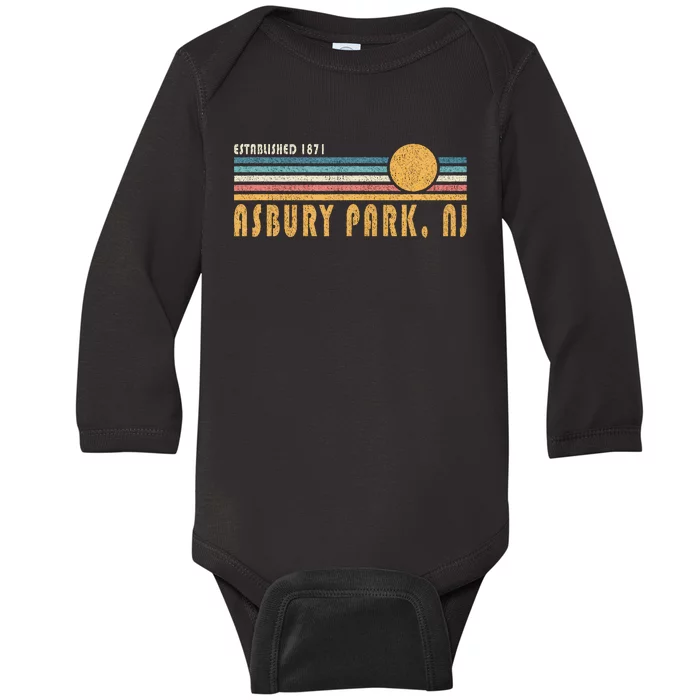 Asbury Park Nj Souvenir New Jersey Vacation Memorabilia Baby Long Sleeve Bodysuit