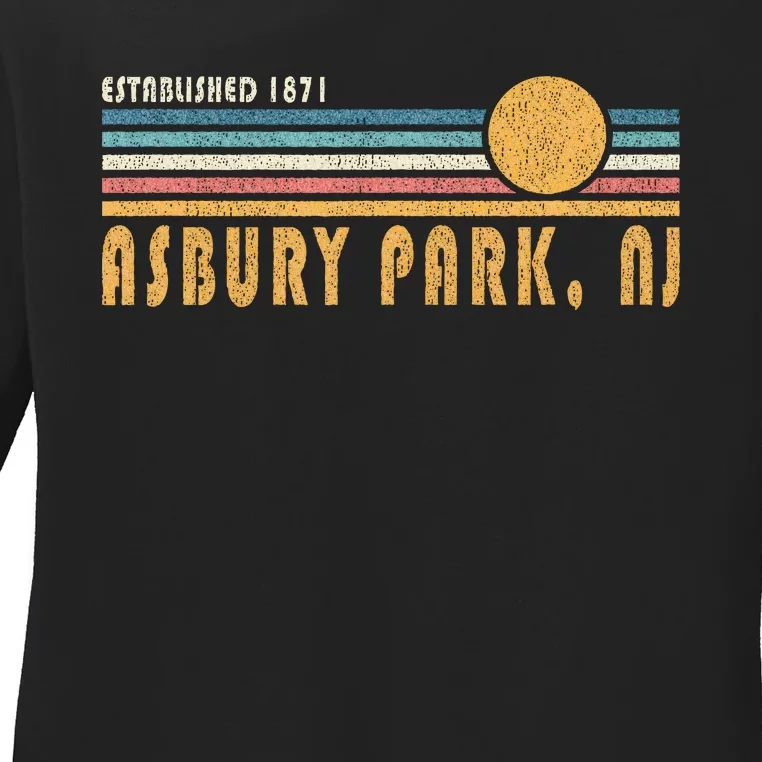 Asbury Park Nj Souvenir New Jersey Vacation Memorabilia Ladies Long Sleeve Shirt