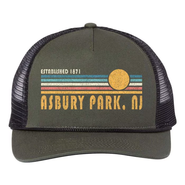 Asbury Park Nj Souvenir New Jersey Vacation Memorabilia Retro Rope Trucker Hat Cap