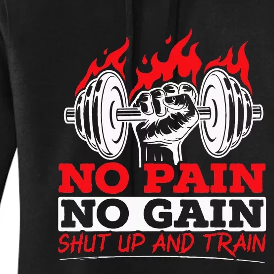 All Pain No Gains Gym Weightlifting Bodybuilding Fitness Women's Pullover Hoodie