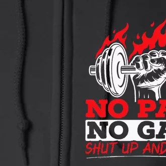 All Pain No Gains Gym Weightlifting Bodybuilding Fitness Full Zip Hoodie