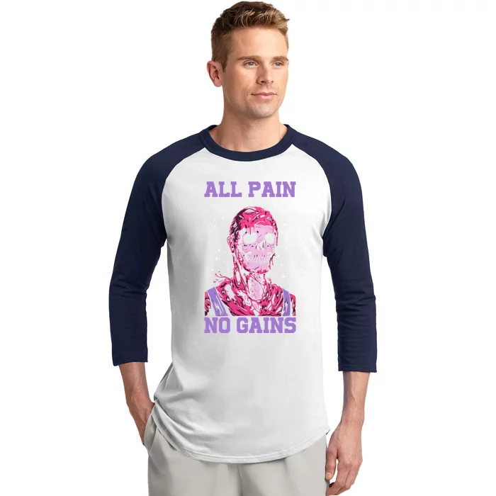 All Pain No Gains Gift Baseball Sleeve Shirt