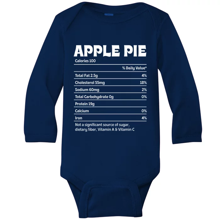 Apple Pie Nutrition Facts Funny Thanksgiving Humor Gift Baby Long Sleeve Bodysuit