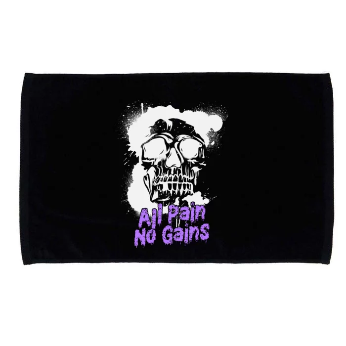 All Pain No Gains Weightlifting Powerlifting Skull Gift Microfiber Hand Towel