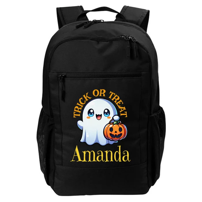 Amanda Personalized Name Cute Ghost Halloween Daily Commute Backpack