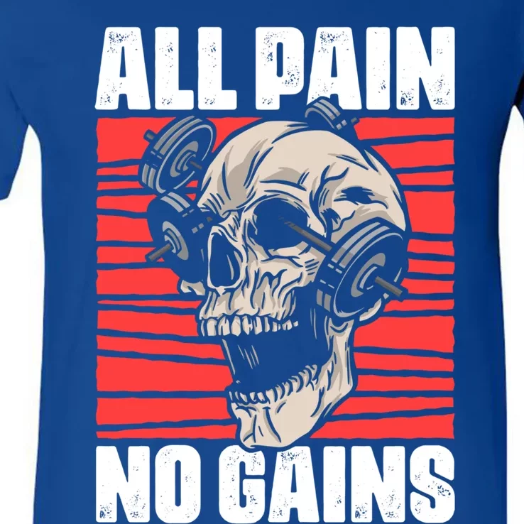 All Pain No Gains Fitness Gym Slogans For Bodybuilders Cute Gift V-Neck T-Shirt