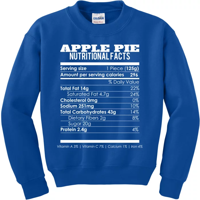 Apple Pie Nutritional Facts Funny Red Apple Day Gift Kids Sweatshirt