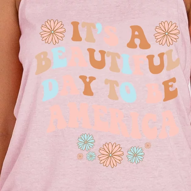 America Personalized Name Beautiful Day America Birthday Gift Women's Knotted Racerback Tank