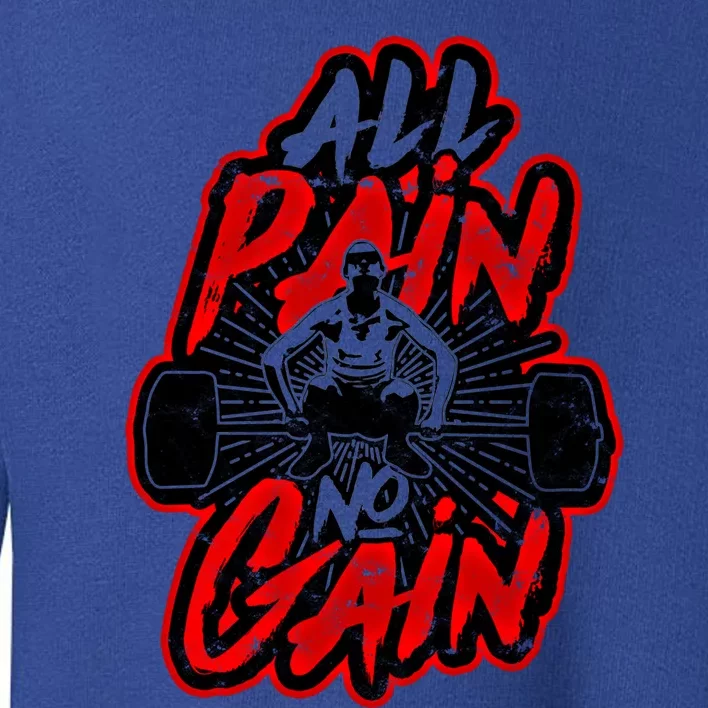 All Pain No Gain Gift Gym Workout Weight And Barbell Gift Toddler Sweatshirt