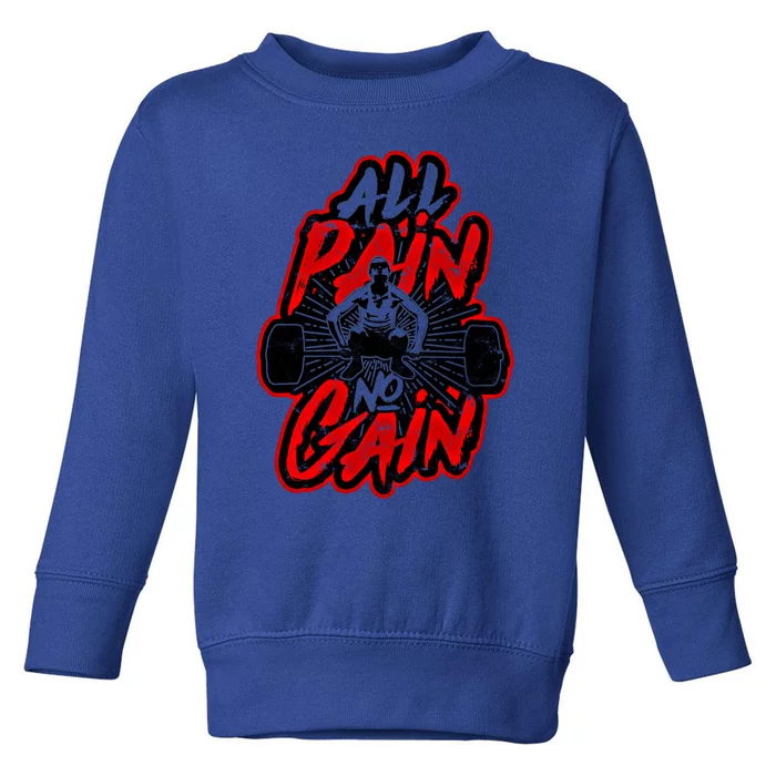 All Pain No Gain Gift Gym Workout Weight And Barbell Gift Toddler Sweatshirt