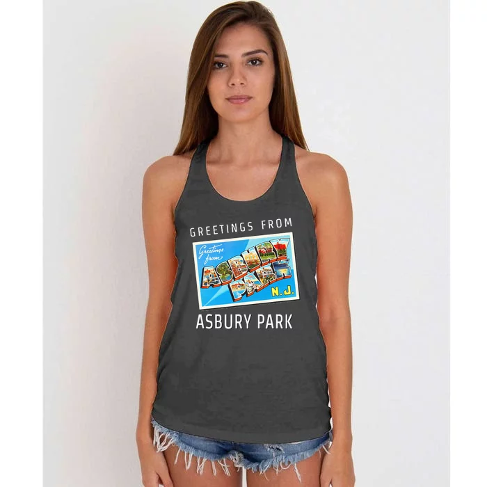 Asbury Park New Jersey Nj Travel Souvenir Gift Postcard Women's Knotted Racerback Tank