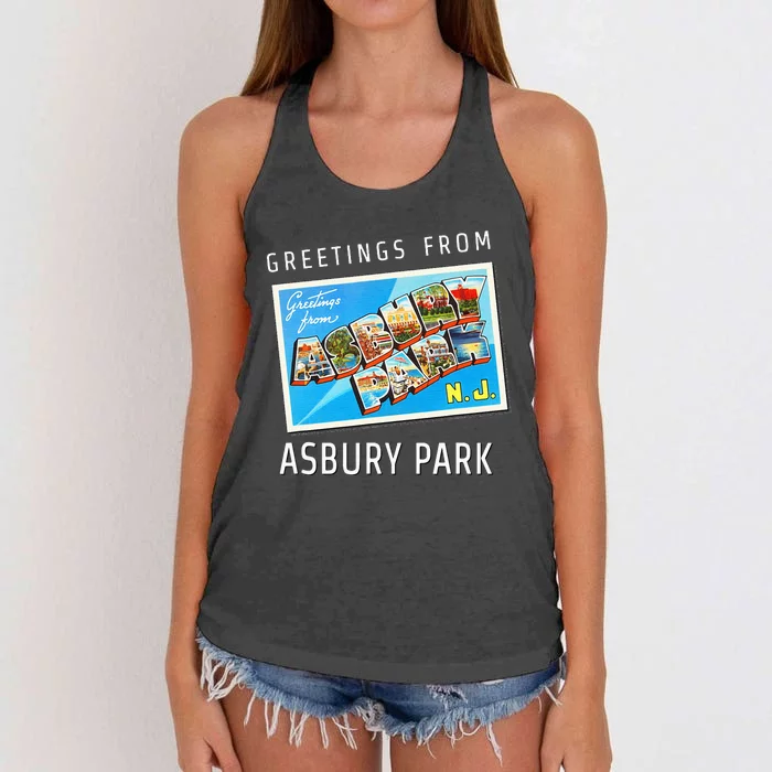 Asbury Park New Jersey Nj Travel Souvenir Gift Postcard Women's Knotted Racerback Tank