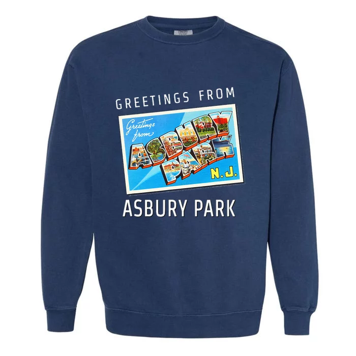 Asbury Park New Jersey Nj Travel Souvenir Gift Postcard Garment-Dyed Sweatshirt