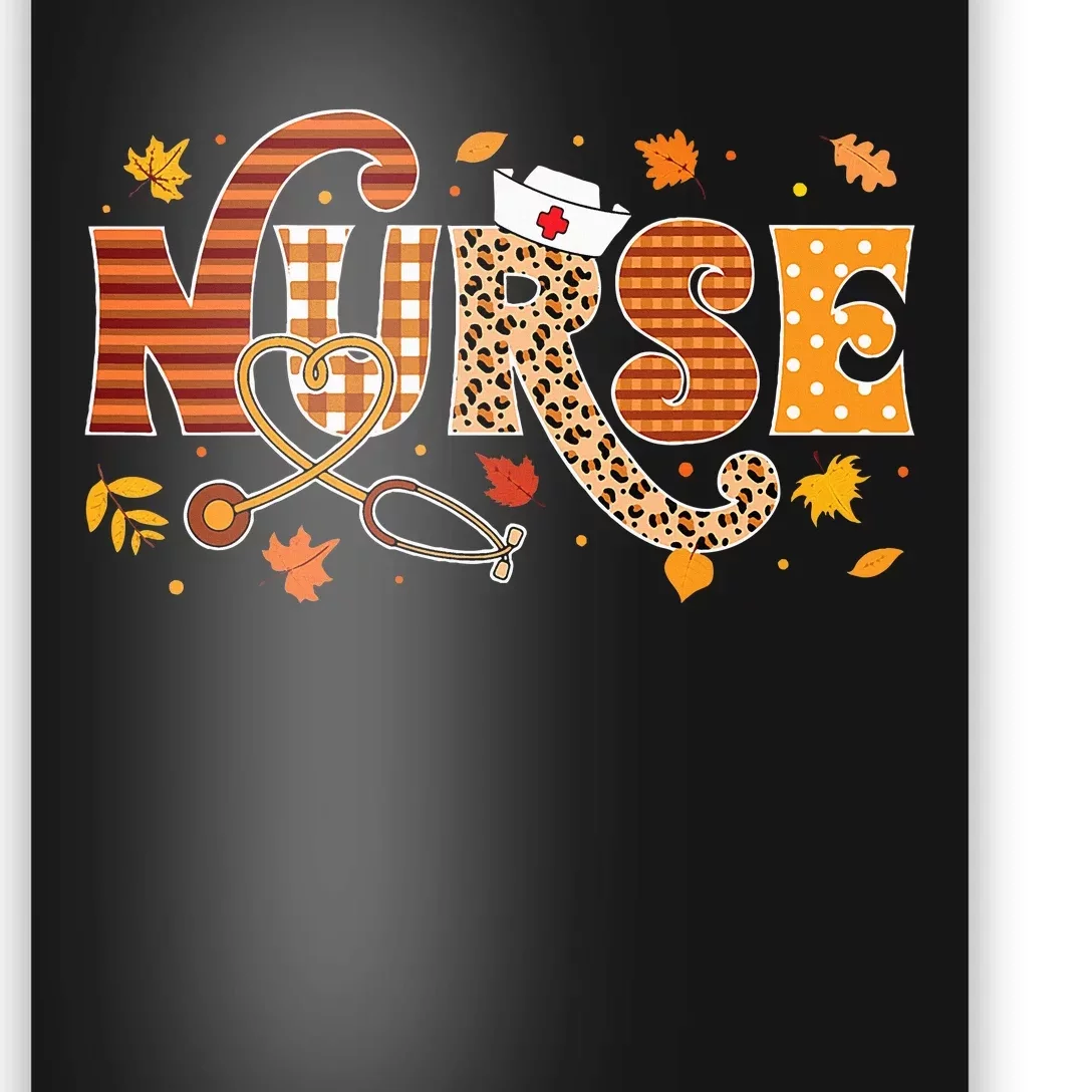 Autumn Pumpkin Nurse Life Retro Fall Thanksgiving Gift Poster