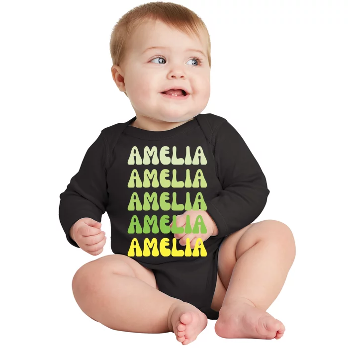 Amelia Personal Name Cute Gift Baby Long Sleeve Bodysuit