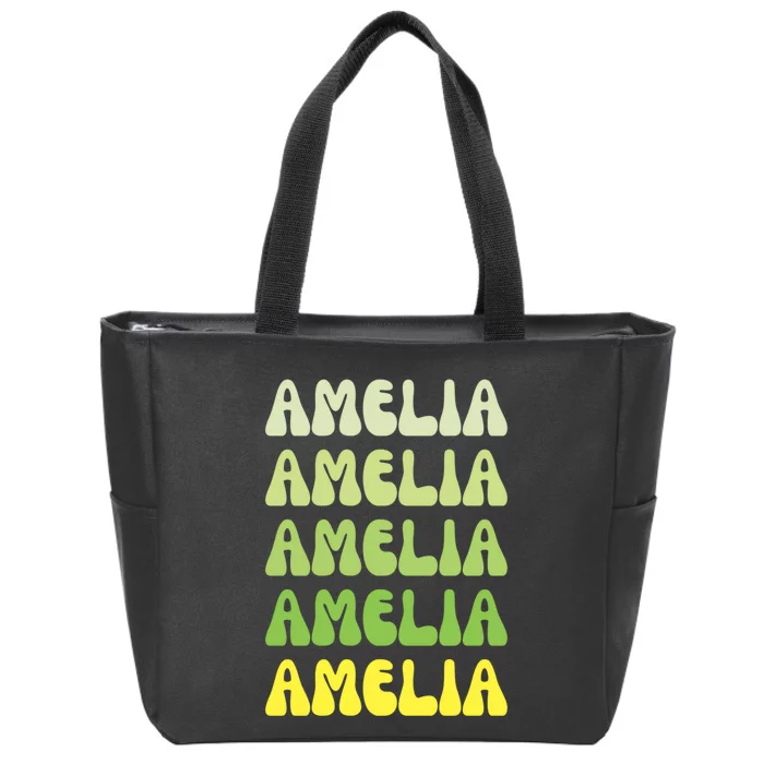 Amelia Personal Name Cute Gift Zip Tote Bag