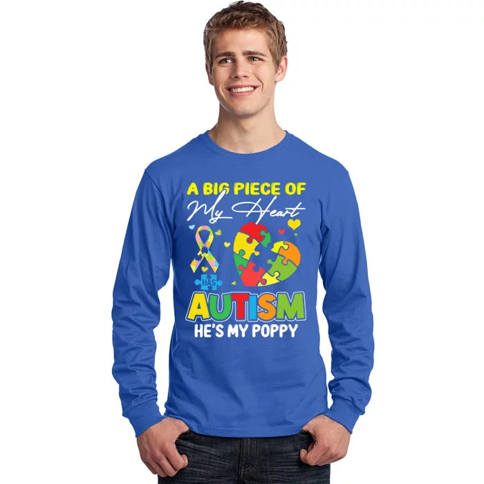 A Piece Of My Heart Has Autism My Poppy Gift Tall Long Sleeve T-Shirt