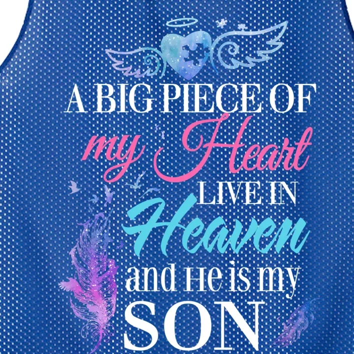 A Piece Of My Heart In Heaven And He Is My Son Gift Mesh Reversible Basketball Jersey Tank