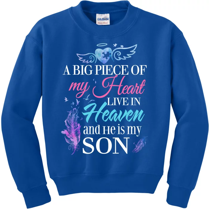 A Piece Of My Heart In Heaven And He Is My Son Gift Kids Sweatshirt