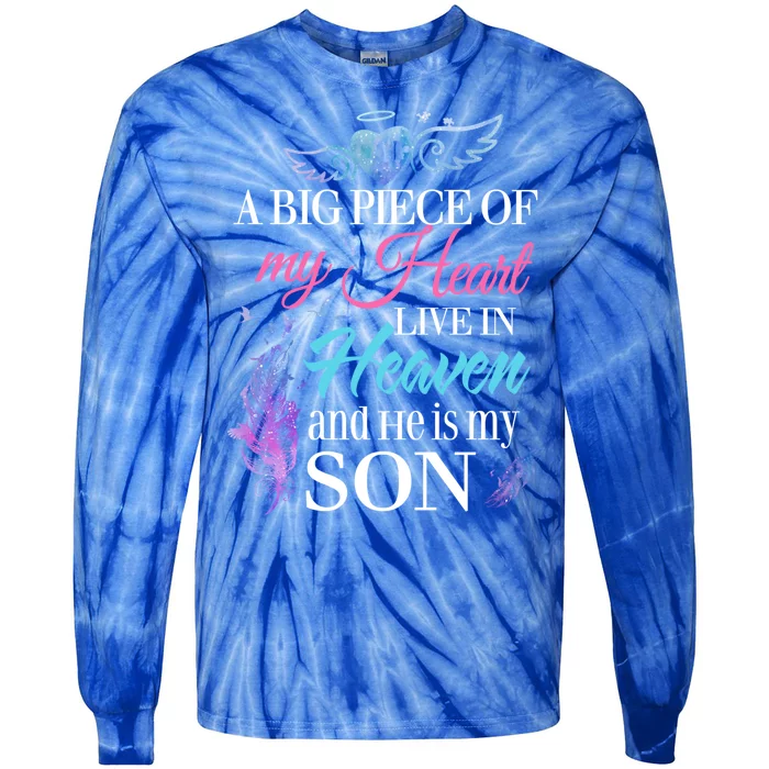 A Piece Of My Heart In Heaven And He Is My Son Gift Tie-Dye Long Sleeve Shirt