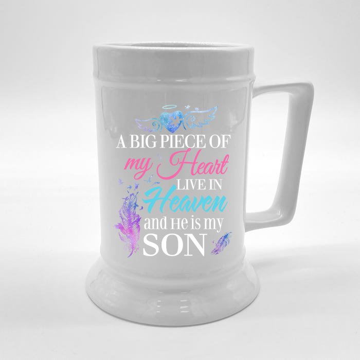 A Piece Of My Heart In Heaven And He Is My Son Gift Front & Back Beer Stein