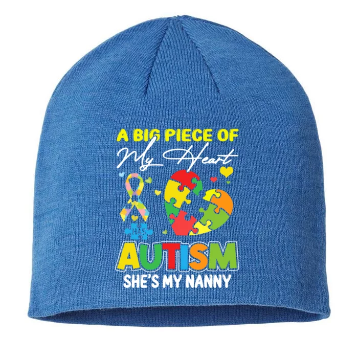 A Piece Of My Heart Has Autism My Nanny Gift 8 1/2in Sustainable Knit Beanie