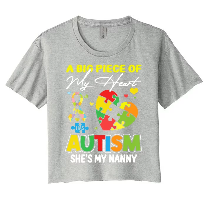 A Piece Of My Heart Has Autism My Nanny Gift Women's Crop Top Tee