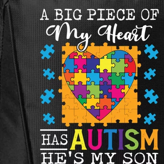 A Piece Of My Heart Has Autism My Son Gift City Backpack