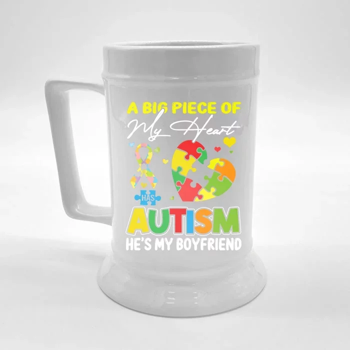 A Piece Of My Heart Has Autism My Friend Great Gift Front & Back Beer Stein