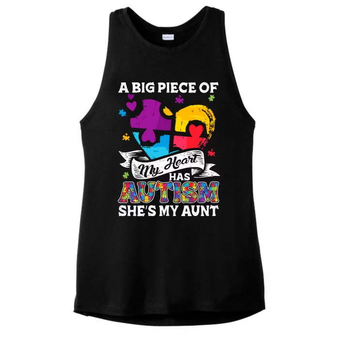 A Piece Of My Heart Has Autism My Aunt Gift Ladies Tri-Blend Wicking Tank