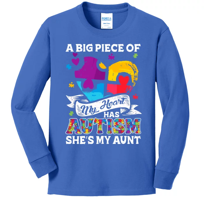 A Piece Of My Heart Has Autism My Aunt Gift Kids Long Sleeve Shirt