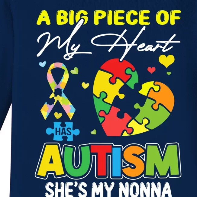 A Piece Of My Heart Has Autism My Nonna Gift Baby Long Sleeve Bodysuit